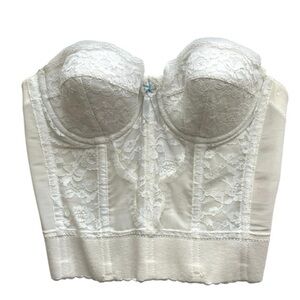 Lady Marlene Vintage Corset White Ivory Lace Bow Padded Underwire Boned 32A
